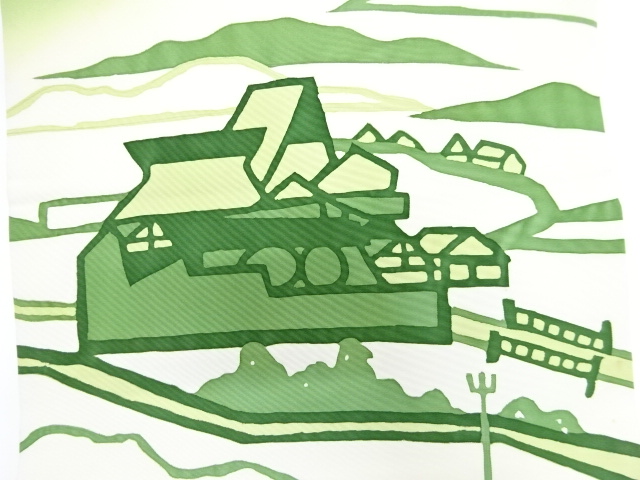 JAPANESE KIMONO / ANTIQUE NAGOYA OBI / SILK / SHIOZE / SCENERY